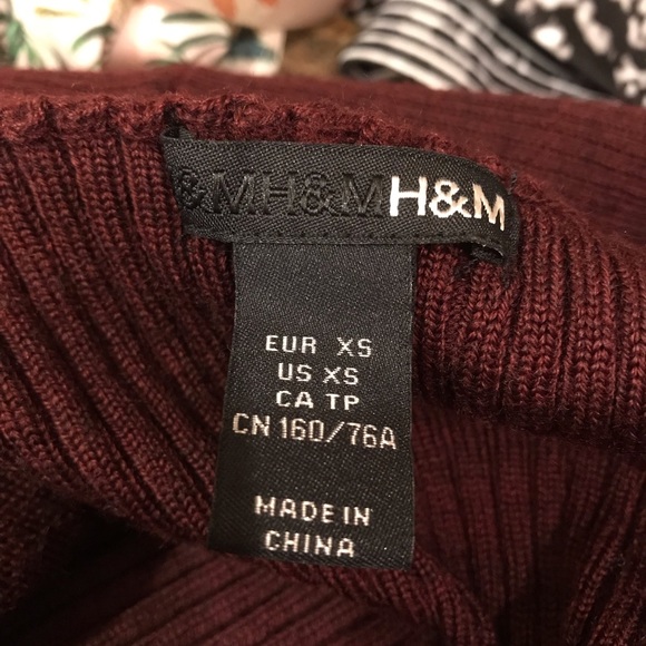 HM Long Cardigan Sweater Duster Womens Size XS Extra Small Burgundy Acrylic Wool - Picture 12 of 13